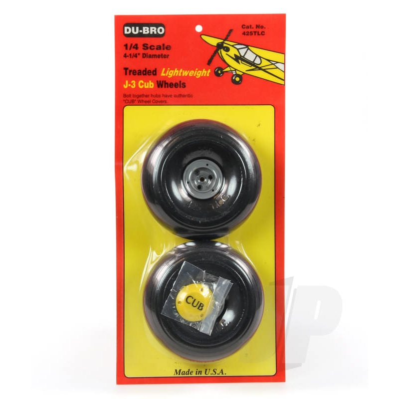 Dubro 1/4 Scale Treaded Lightweight J-3 Cub Wheels (4-1/4 Dia.) DB425Tlc