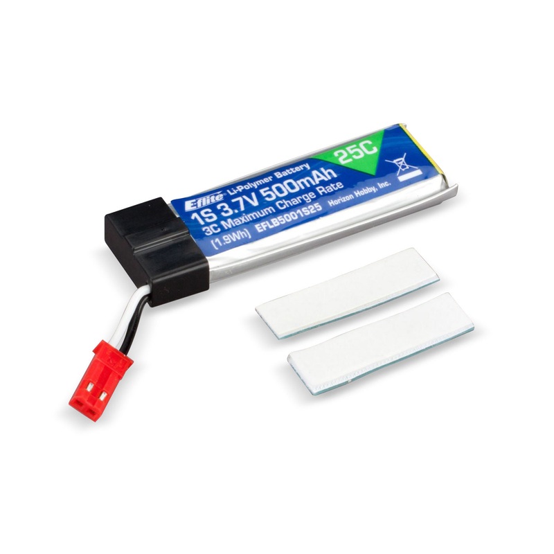 E-Flite 3.7volt 500mAh 1S 25C LiPo Battery For MQX 120SR 180QX – EFLB5001S25