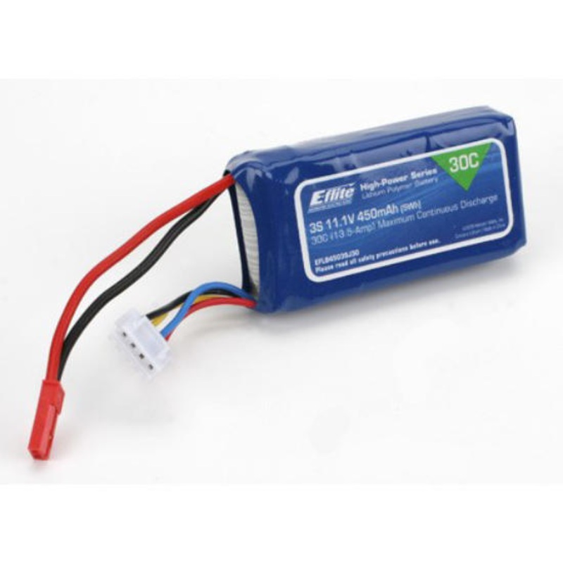 E-Flite 450mAh 3S 11.1V 30C LiPo with JST Connector EFLB4503SJ30