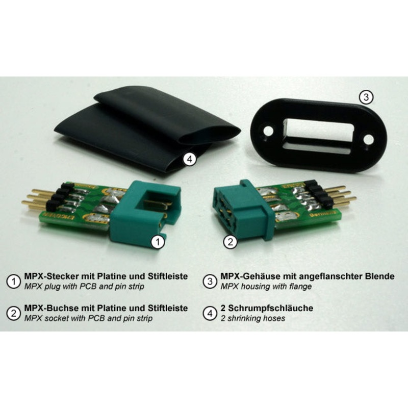 6 Pin MPX Connector with pin strip, plug & socket from Emcotec A85400