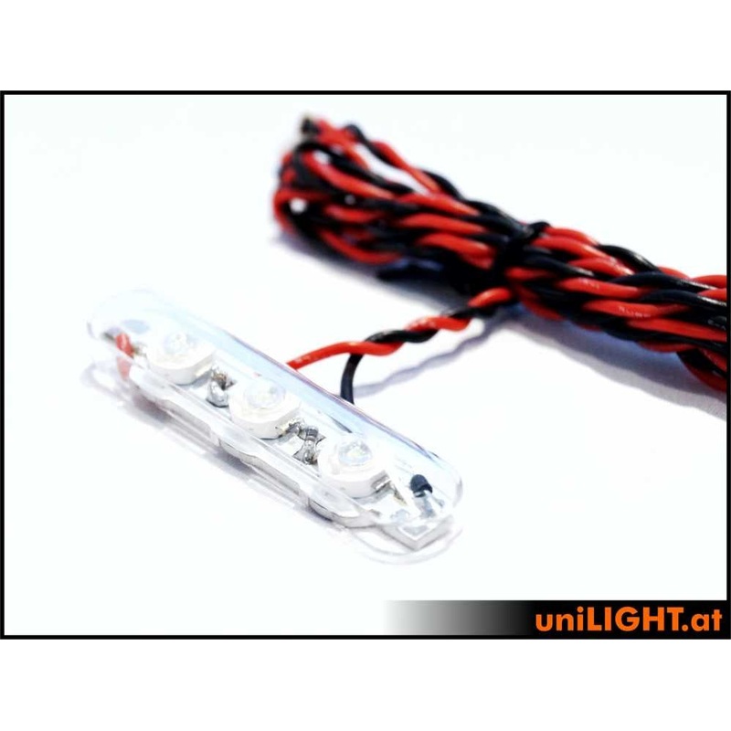 UniLight 12mm Bar Strobe Light, 8Wx3, T-Fuse – Red BAR12F-080×3-RT