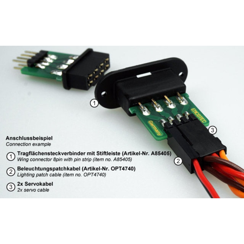 Wing connector 8pin with pin strip, plug & socket from Emcotec A85405