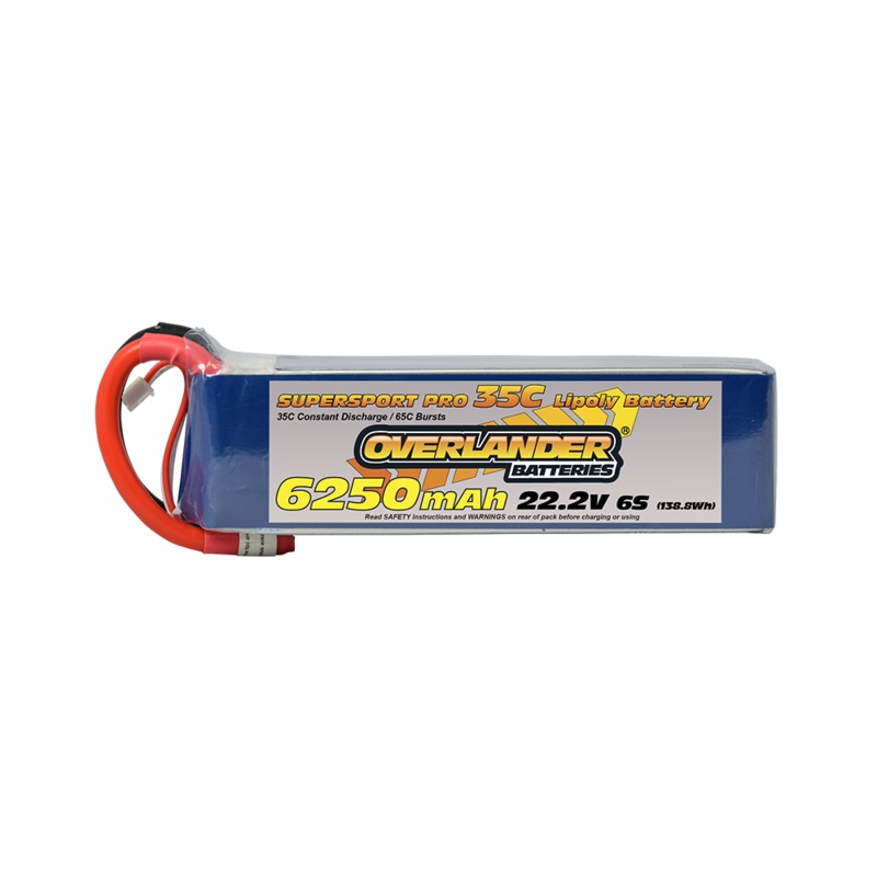 Overlander 6250mAh 6S 22.2v 35C Supersport Pro LiPo Battery With Connector Option