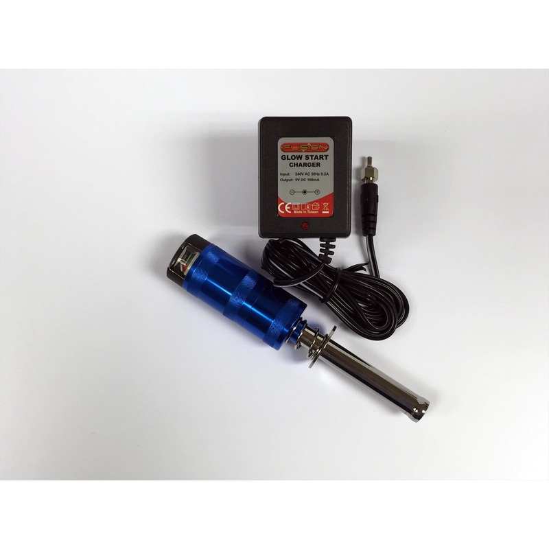 Fusion Aluminium Glowstart w/Meter (2400mAH 1.2V NiMH) + UK Charger L-FS-GS02