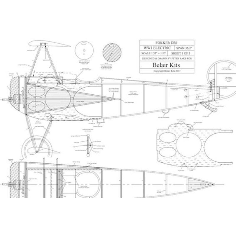 Belair DR-1 Fokker Triplane electric scale kit BA013