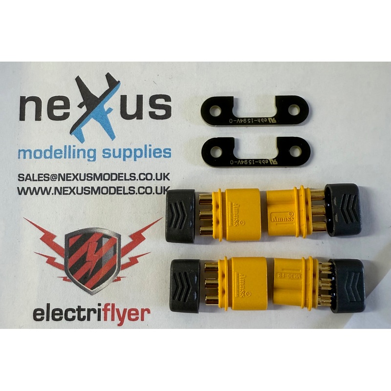 Servo Plug MR30 Set with Covers (Amass) and Mounting Plate Similar to Powerbox 1132